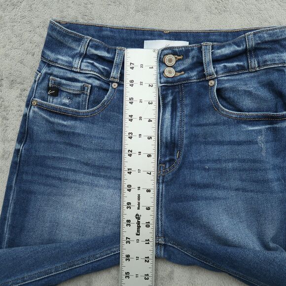 KanCan Jeans Junior's Size 7/27 Blue High-Rise Straight 28" Inseam Distressed - Picture 6 of 15